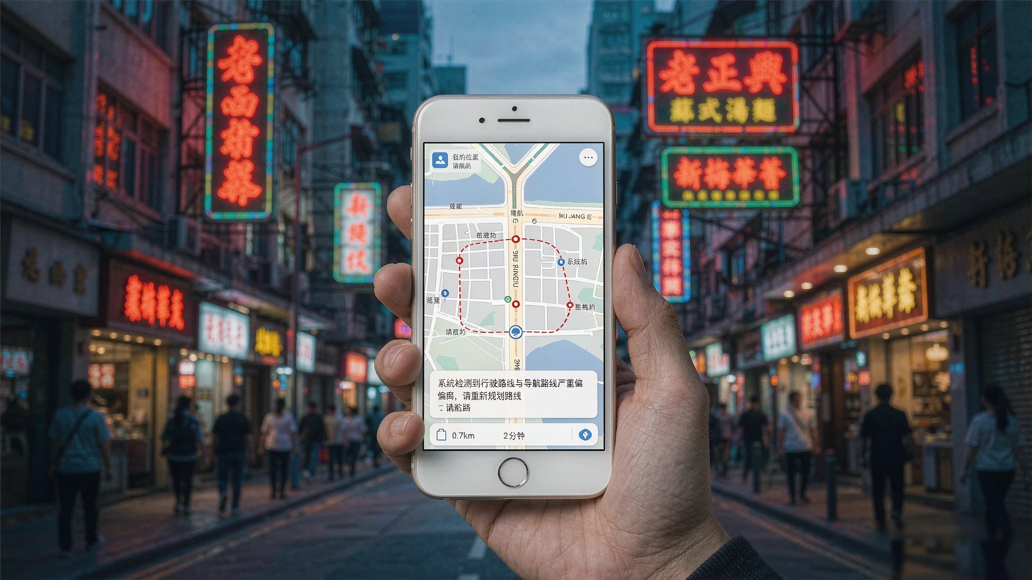 A foreign traveler looking lost and confused while holding a paper city map next to a phone showing a navigation app, in a narrow Beijing hutong with red lanterns overhead
