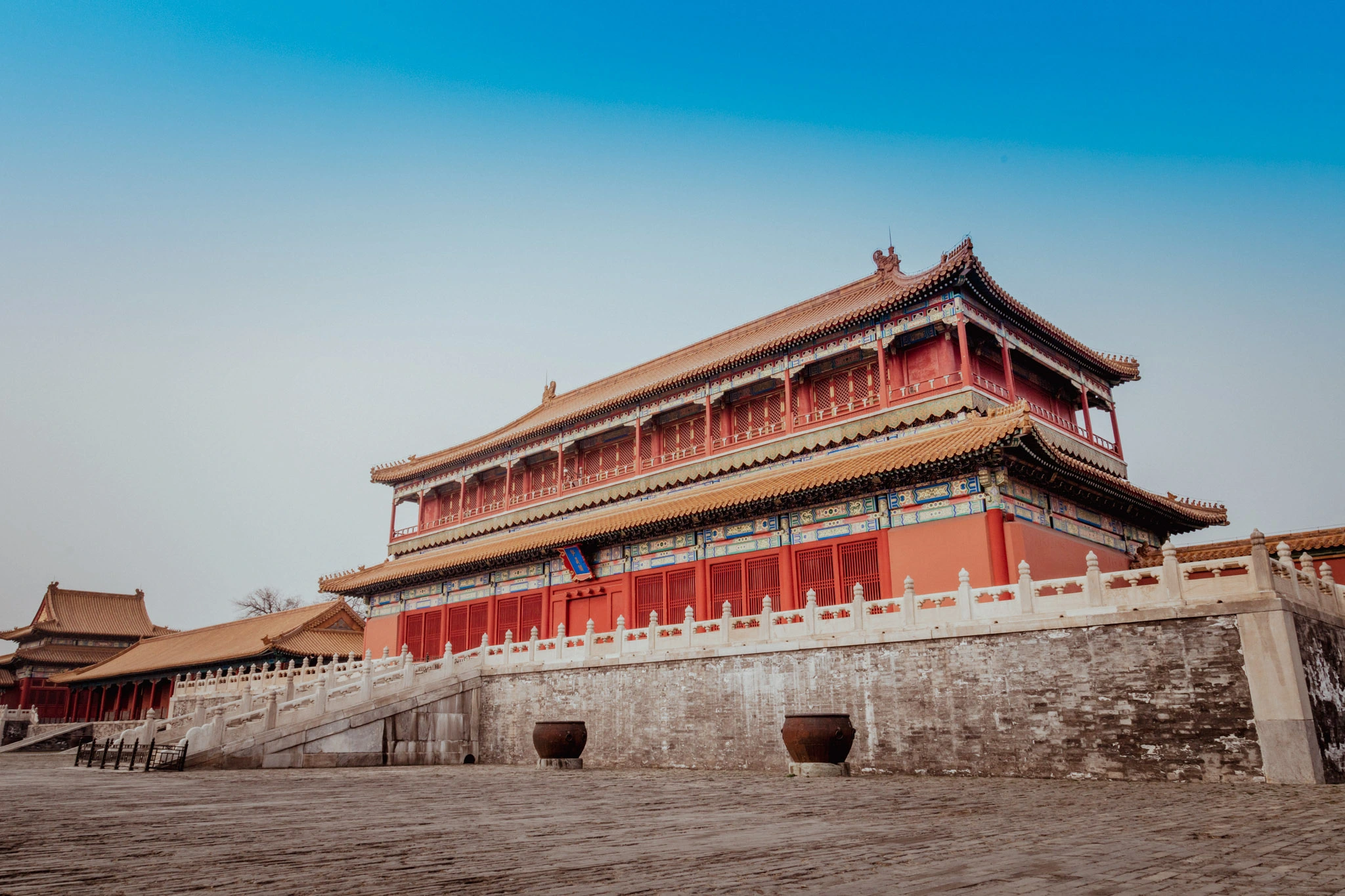 The Forbidden City: red walls and golden imperial roofs