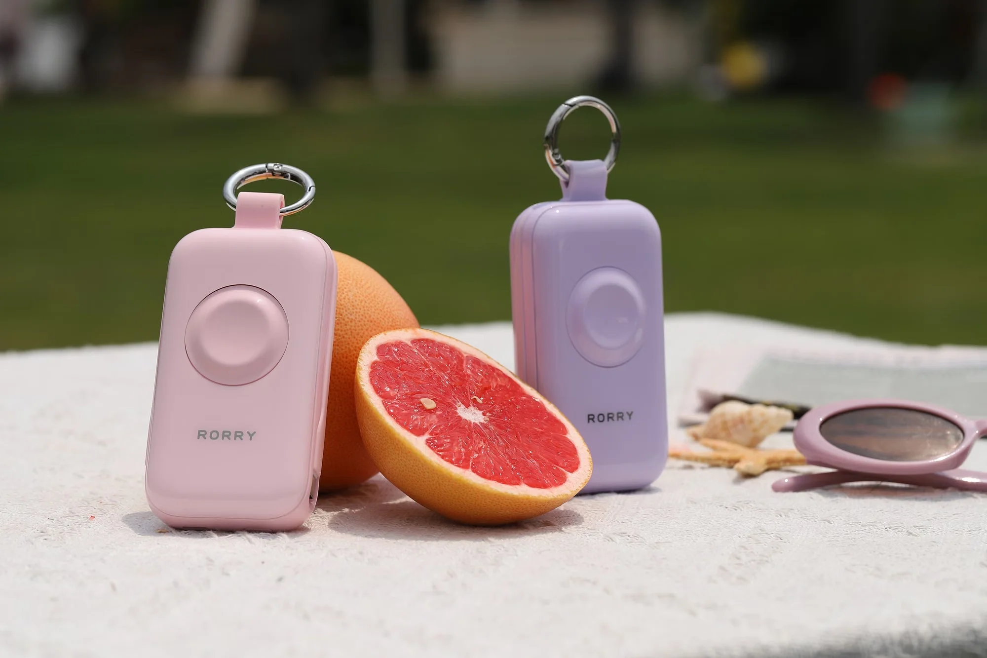 Travel power adapters and a power bank on a table